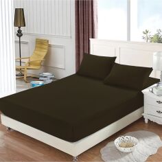 Акція на Набір Good-Dream Простирадло на резинці 180х190 см + 2 наволочки 50х70 см сатин Chocolate від Rozetka