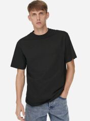 Акція на Футболка бавовняна довга чоловіча Only & Sons 22029919 XL Чорна від Rozetka