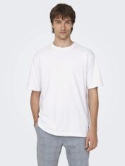 Акція на Футболка бавовняна довга чоловіча Only & Sons 220299191 2XL Біла від Rozetka