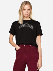 Акція на Футболка бавовняна жіноча Tommy Hilfiger 692211287 L Чорна з принтом від Rozetka