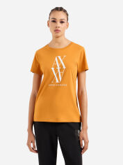 Акція на Футболка бавовняна жіноча Armani Exchange 986076540 M Помаранчева з принтом від Rozetka