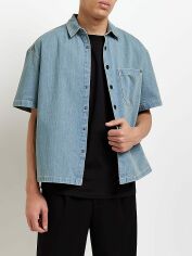 Акція на Сорочка джинсова літня чоловіча River Island XAZ428803QTHK S Блідо-синя від Rozetka
