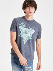 Акція на Футболка довга чоловіча Guess 903736257 2XL Сіра з принтом від Rozetka