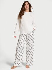 Акція на Піжама жіноча (лонгслів + штани) жіноча бавовняна Victoria's Secret Flannel Long-Sleeve 26911299 L Біла від Rozetka
