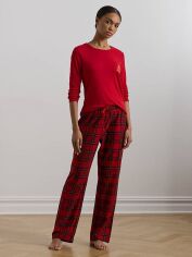 Акція на Піжама (лонгслів + штани) жіноча бавовняна Ralph Lauren 999985985 XL Червона від Rozetka