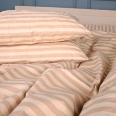 Акція на Наволочка MirSon Бязь 17-0610 Stripe Light Brown 70х70 см від Rozetka