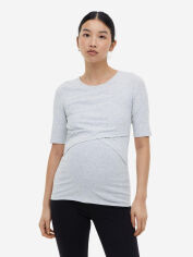 Акція на Футболка для годуючих мам бавовняна H&M Mama XAZ444223KBND S Світло-сіра меланж від Rozetka