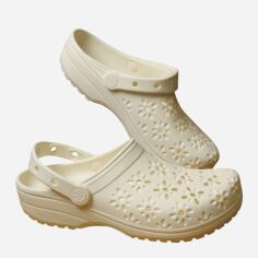 Акція на Жіночі крокси Crocs Classic Floral Cut Out Clog 210927-0WV 41-42 (M8/W10) Білі від Rozetka
