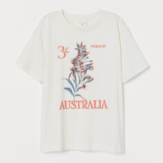 Акція на Футболка бавовняна жіноча H&M Desmond & Dempsey 8578241wer L Молочна від Rozetka