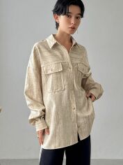 Акція на Сорочка утеплена оверсайз жіноча SHEIN GD-00134367 M Бежева від Rozetka