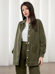 Акція на Сорочка утеплена оверсайз жіноча SHEIN GD-00143168 L Хакі від Rozetka