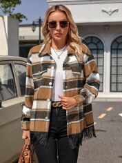Акція на Сорочка утеплена оверсайз жіноча SHEIN GD-00122615 XL Комбінована від Rozetka