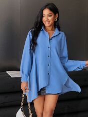 Акція на Сорочка оверсайз жіноча SHEIN GD-00104180 S Блакитна від Rozetka