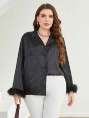 Акція на Блузка жіноча SHEIN GD-00139675 4XL Чорна від Rozetka