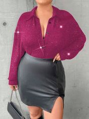 Акція на Сорочка оверсайз жіноча SHEIN GD-00089161 3XL Фуксія від Rozetka