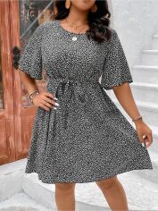 Акція на Сукня міді літня жіноча SHEIN GD-00090602 2XL Чорна з білим від Rozetka