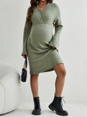 Акція на Плаття для вагітних міді осіннє SHEIN GD-00143035 L Сіро-зелене від Rozetka