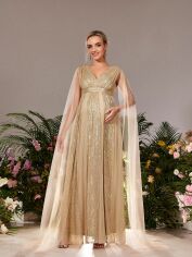 Акція на Плаття для вагітних вечірнє довге літнє SHEIN GD-00143935 L Світло-бежеве від Rozetka