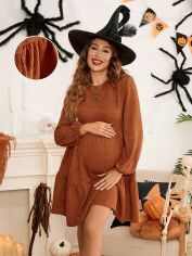 Акція на Плаття для вагітних міді осіннє SHEIN GD-00133466 L Коричневе від Rozetka