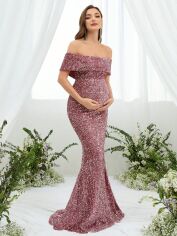 Акція на Плаття для вагітних вечірнє довге літнє SHEIN GD-00146047 M Рожево-коричневе від Rozetka