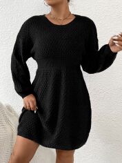 Акція на Плаття в'язане коротке осіннє тепле жіноче SHEIN GD-00096114 2XL Чорне від Rozetka