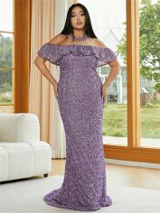 Акція на Плаття вечірнє довге літнє жіноче SHEIN GD-00095783 3XL Бузкове від Rozetka
