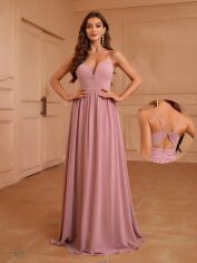 Акція на Плаття вечірнє довге літнє жіноче SHEIN GD-00097761 XS Рожево-коричневе від Rozetka