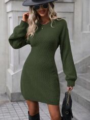 Акція на Плаття в'язане коротке осіннє тепле жіноче SHEIN GD-00086658 M Хакі від Rozetka