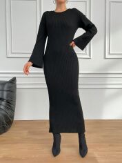 Акція на Плаття в'язане міді осіннє тепле жіноче SHEIN GD-00094856 One Size Чорне від Rozetka