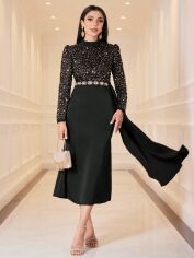 Акція на Плаття вечірнє міді літнє жіноче SHEIN GD-00095216 L Чорне від Rozetka