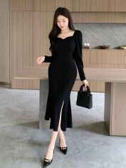 Акція на Плаття міді літнє жіноче SHEIN GD-00085535 L Чорне від Rozetka