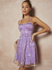Акція на Плаття вечірнє коротке літнє жіноче SHEIN GD-00097927 L Бузкове від Rozetka