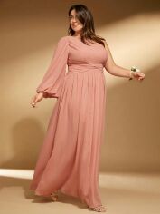 Акція на Плаття вечірнє довге літнє жіноче SHEIN GD-00095798 XL Рожево-коричневе від Rozetka