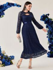 Акція на Плаття вечірнє довге літнє жіноче SHEIN GD-00097362 XL Темно-синє від Rozetka