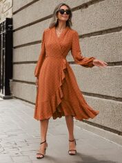 Акція на Плаття на запах міді літнє жіноче SHEIN GD-00097561 L Світло-коричневе від Rozetka
