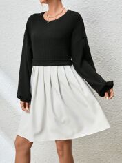 Акція на Плаття в'язане міді осіннє тепле жіноче SHEIN GD-00096914 M Чорно-біле від Rozetka