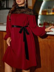 Акція на Плаття міді осіннє жіноче SHEIN GD-00083088 3XL Бордове від Rozetka