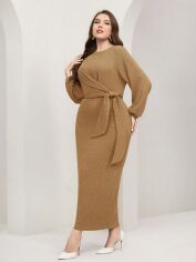 Акція на Плаття вечірнє довге осіннє жіноче SHEIN GD-00086953 XL Темно-бежеве від Rozetka
