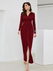 Акція на Плаття вечірнє довге літнє жіноче SHEIN GD-00113632 S Бордове від Rozetka