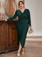 Акція на Плаття вечірнє міді літнє жіноче SHEIN GD-00114705 4XL Темно-зелене від Rozetka