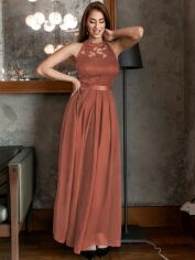 Акція на Плаття вечірнє довге літнє жіноче SHEIN GD-00101657 S Рожево-коричневе від Rozetka