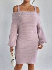 Акція на Плаття в'язане міді осіннє тепле жіноче SHEIN GD-00103736 S Світло-рожеве від Rozetka