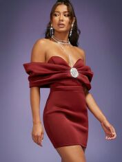 Акція на Плаття вечірнє коротке літнє жіноче SHEIN GD-00115479 L Бордове від Rozetka
