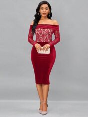 Акція на Плаття вечірнє міді літнє жіноче SHEIN GD-00107831 XL Червоне від Rozetka