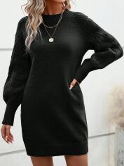 Акція на Плаття в'язане коротке осіннє тепле жіноче SHEIN GD-00099979 L Чорне від Rozetka