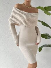 Акція на Плаття в'язане міді осіннє тепле жіноче SHEIN GD-00099247 L Світло-бежеве від Rozetka