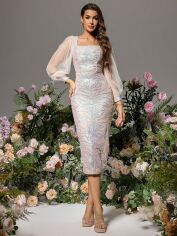 Акція на Плаття вечірнє міді літнє жіноче SHEIN GD-00114688 L Біле від Rozetka