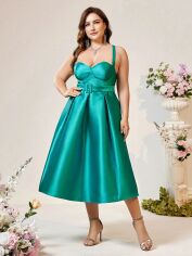 Акція на Плаття вечірнє міді літнє жіноче SHEIN GD-00114716 XL Бірюзове від Rozetka
