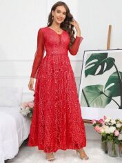 Акція на Плаття вечірнє довге літнє жіноче SHEIN GD-00107937 S Червоне від Rozetka