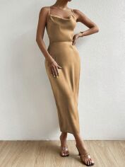 Акція на Плаття вечірнє довге літнє жіноче SHEIN GD-00113996 S Пісочне від Rozetka